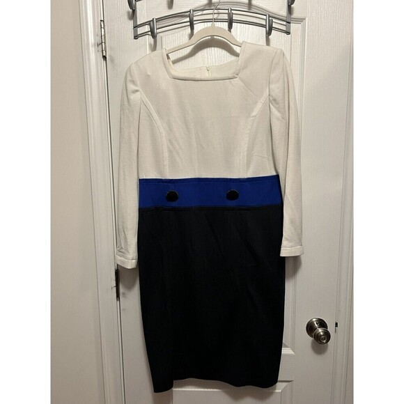 Vintage 70's Leslie Fay Sheath Dress Size 12 Long Sleeve Union ILGWU Color block - Picture 1 of 16